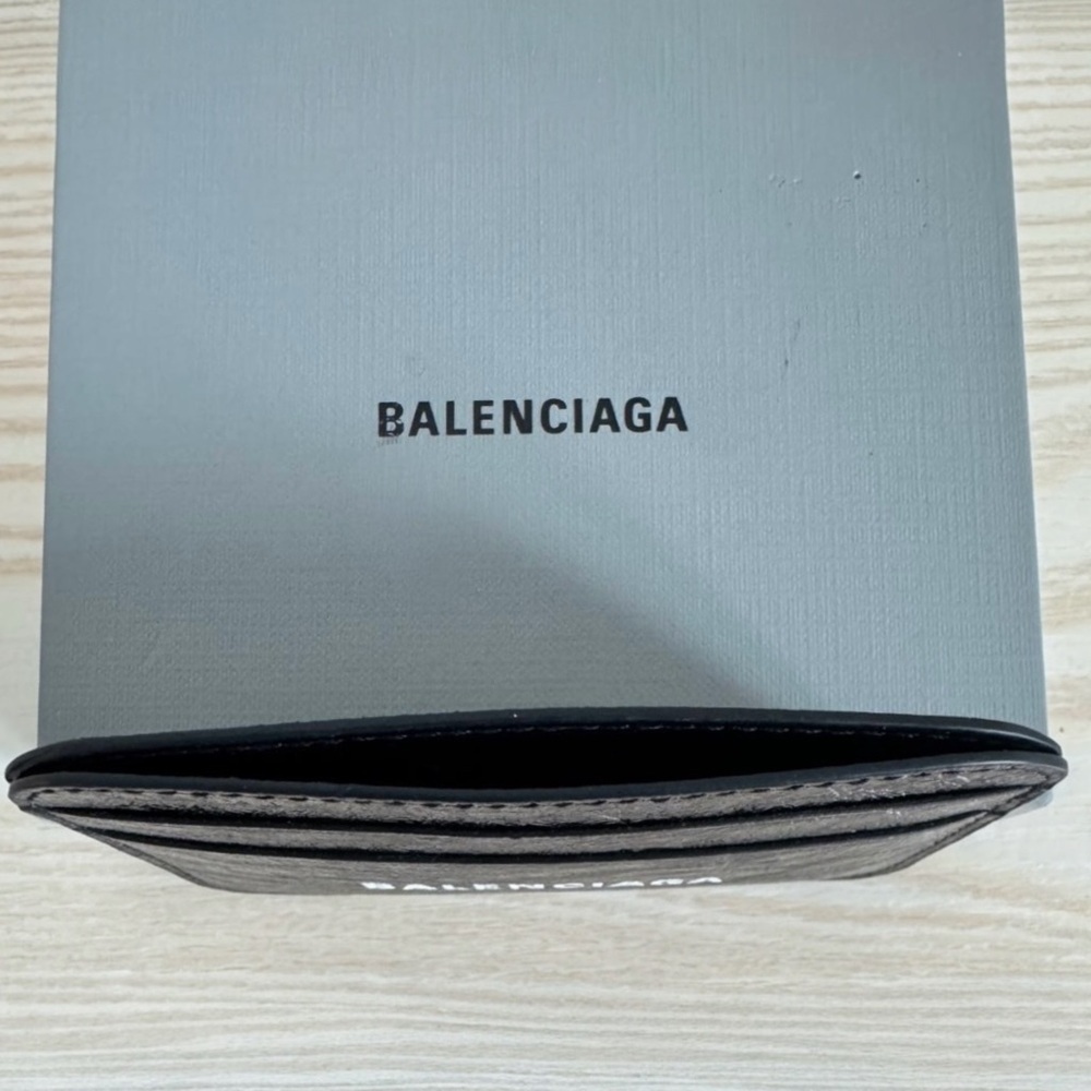 BALENCIAGA LOGO Metallic Silver Leather Credit Card Cash Cardholder Wallet NEW - Picture 14 of 14